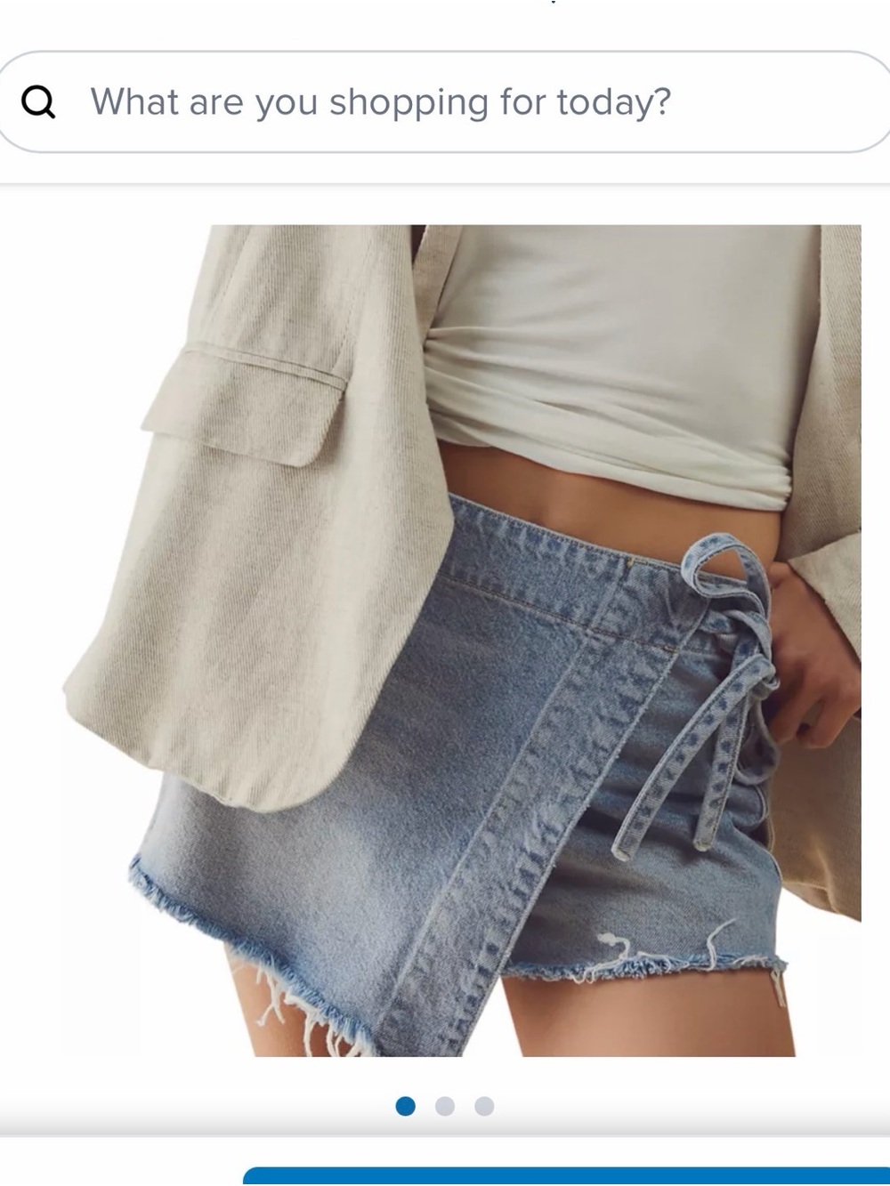 Free People Light Blue Denim Wrap Mini Skirt